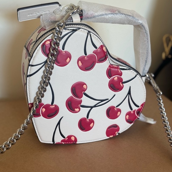New Coach Cherry Top Handle Heart Handbag Crossbody - Picture 4 of 5
